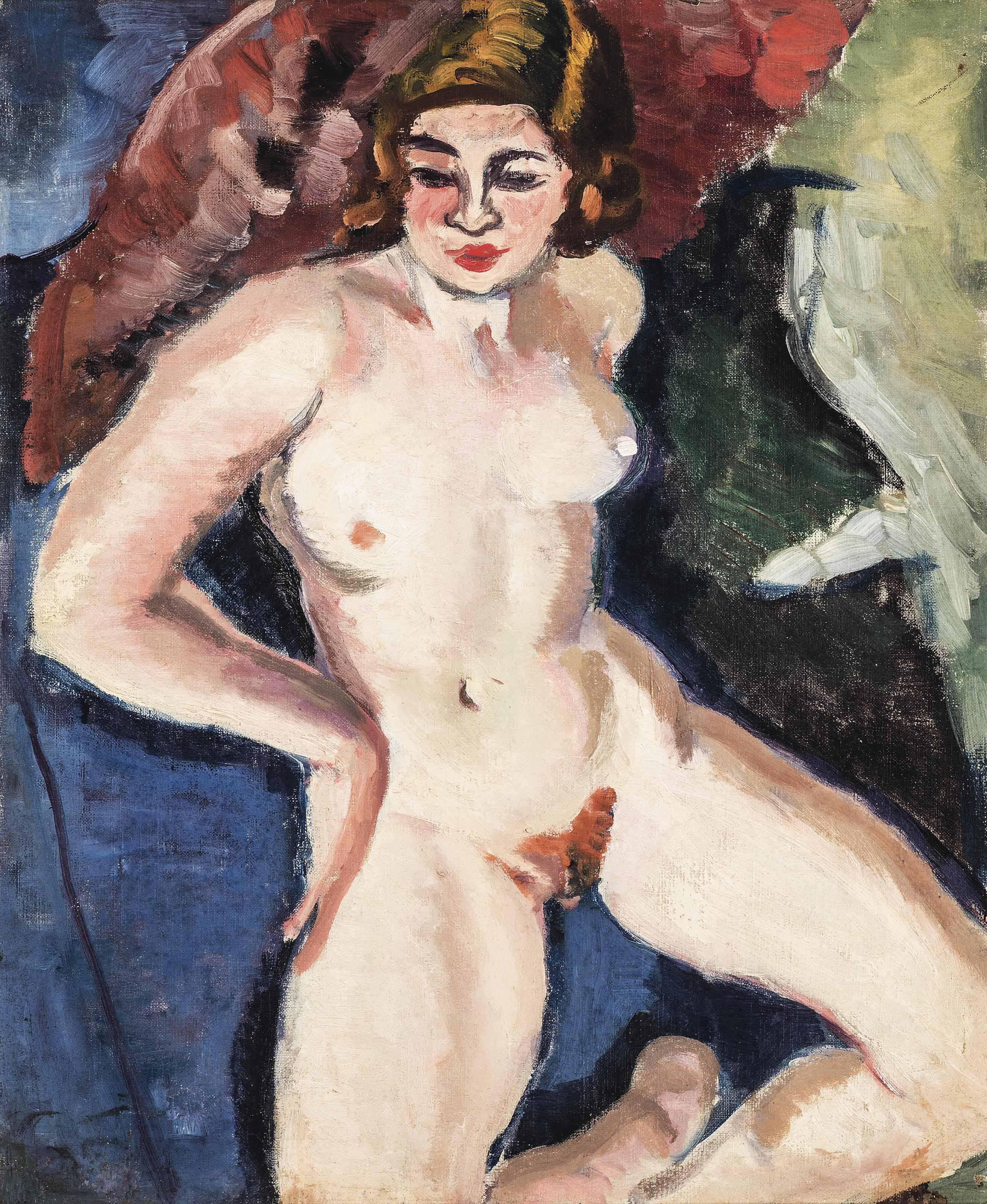 Ludovic Rodo-Pissarro - Femme blonde aux jambes repliées