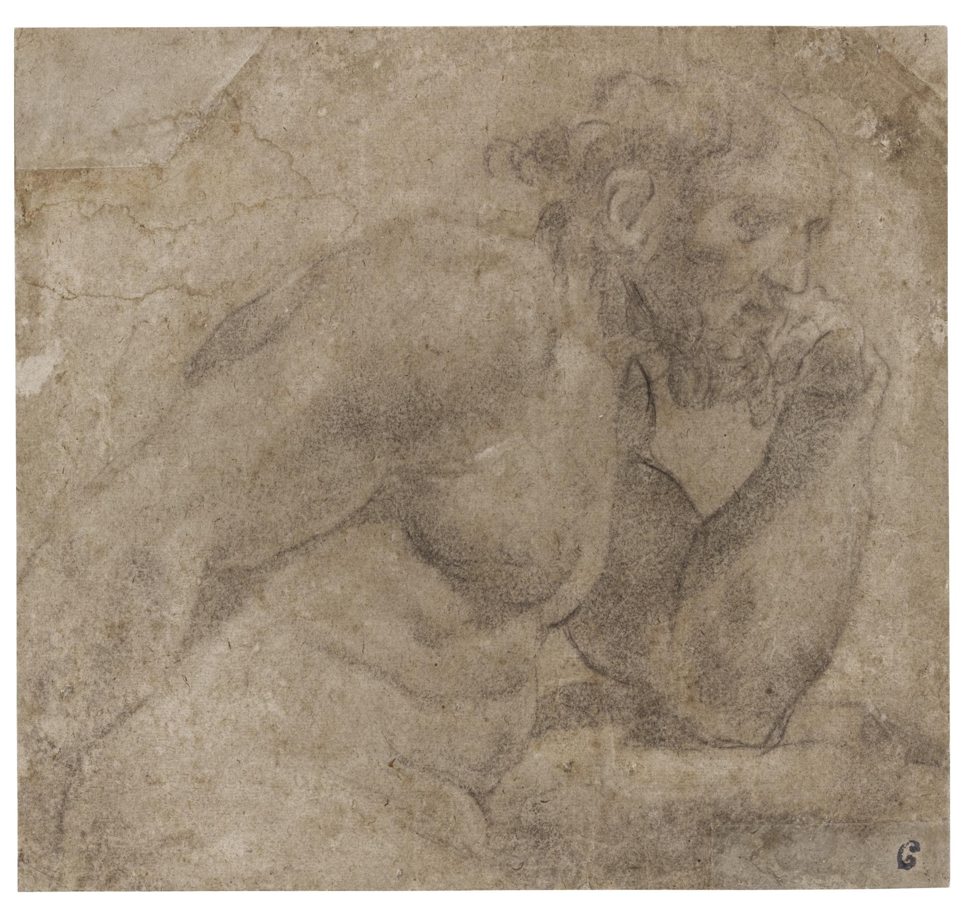 Ludovico Carracci - A Bearded Man, Leaning On A Ledge, Resting His Head Against His Fist