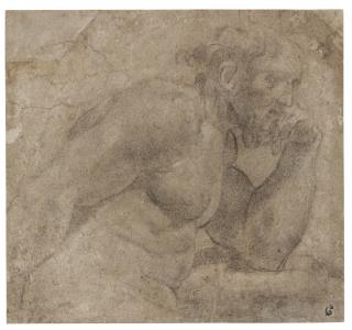 Ludovico Carracci - A Bearded Man, Leaning On A Ledge, Resting His Head Against His Fist