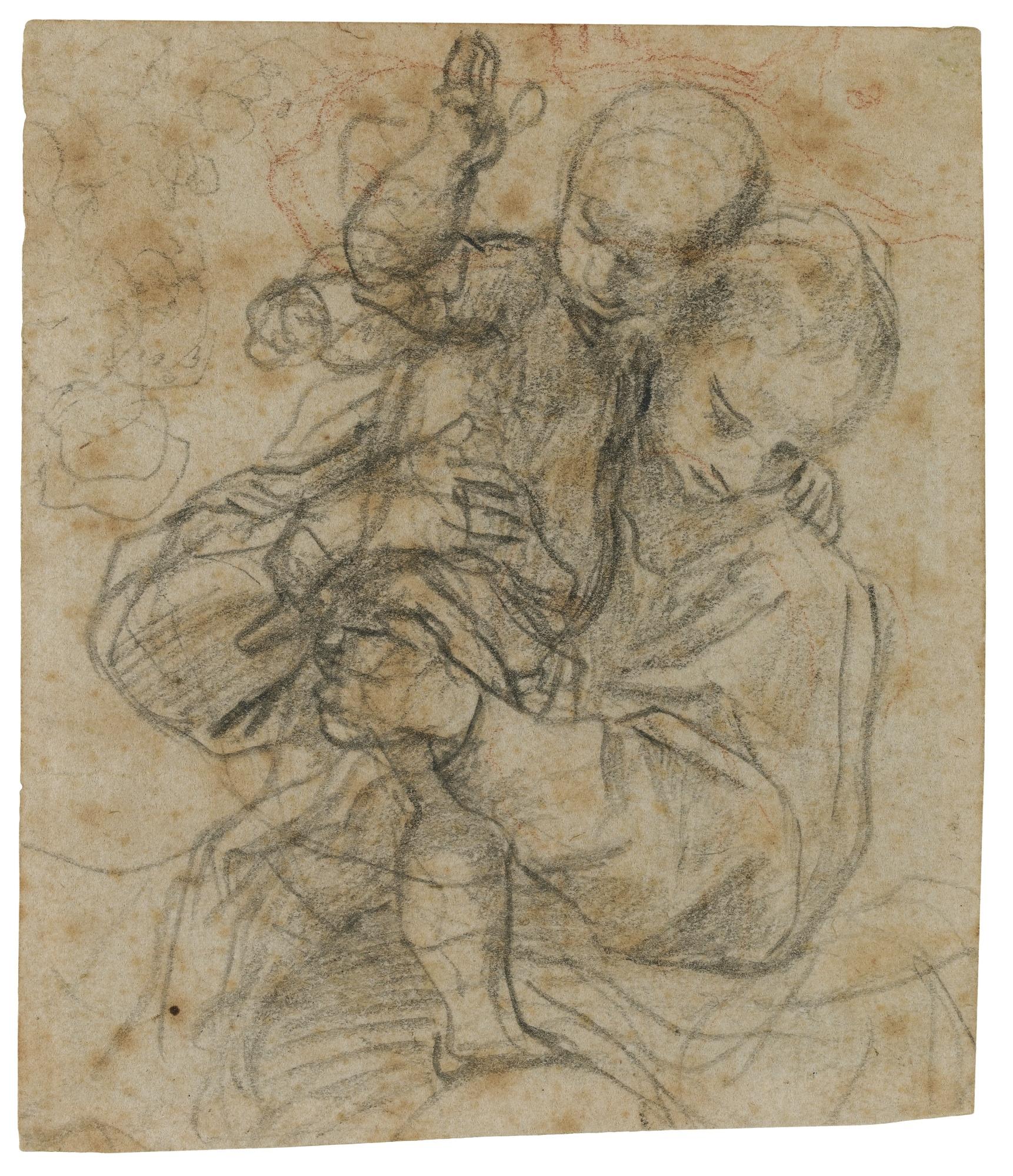 Ludovico Carracci - Recto: Madonna And Child Verso: Two Figures, A Column To The Left