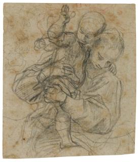 Ludovico Carracci - Recto: Madonna And Child Verso: Two Figures, A Column To The Left