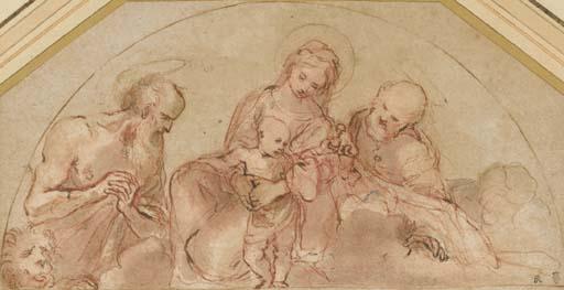 Ludovico Carracci - The Holy Family with Saint Jerome: study for a lunette