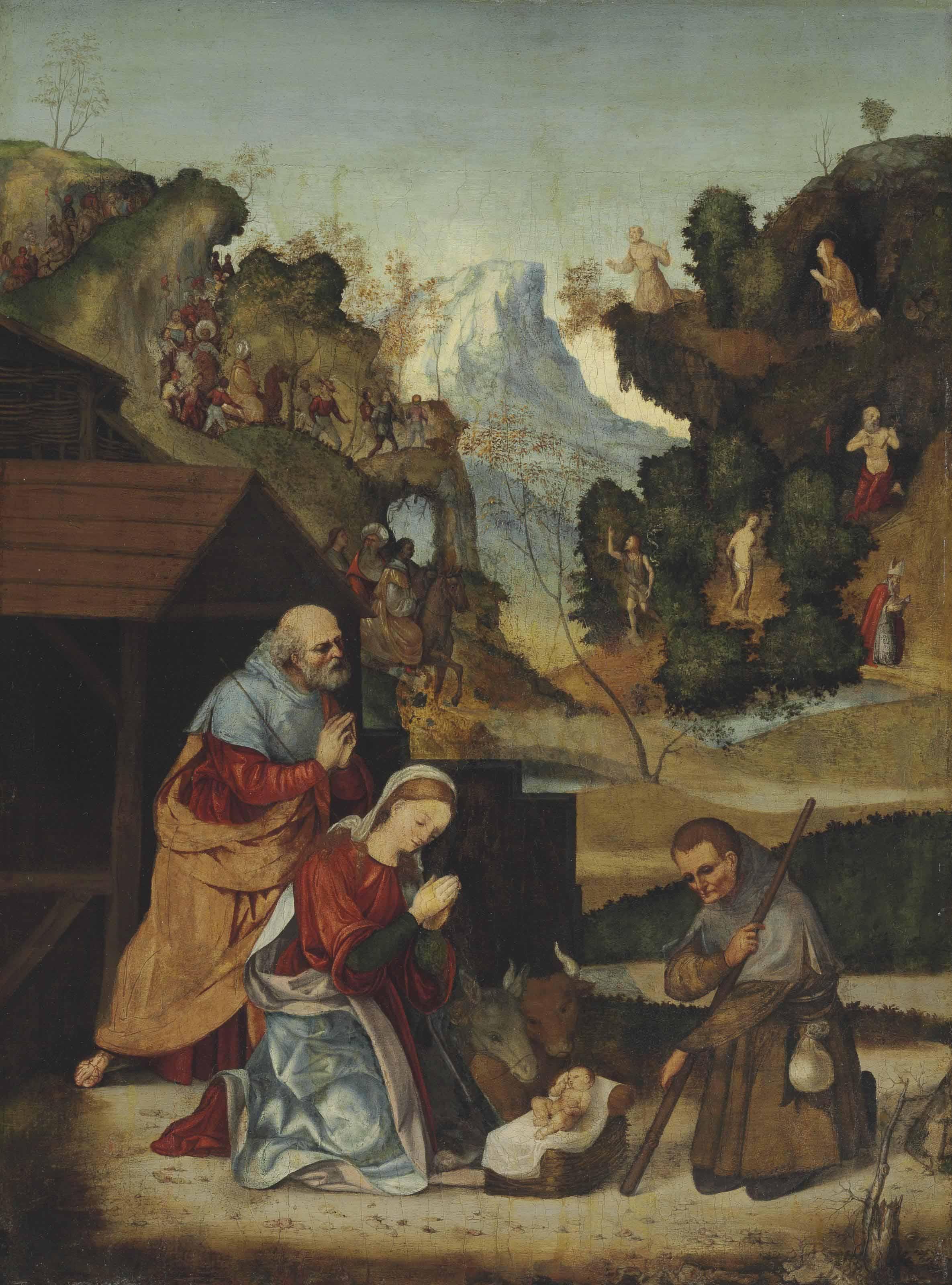 Ludovico Mazzolino - The Nativity, With The Procession Of The Magi