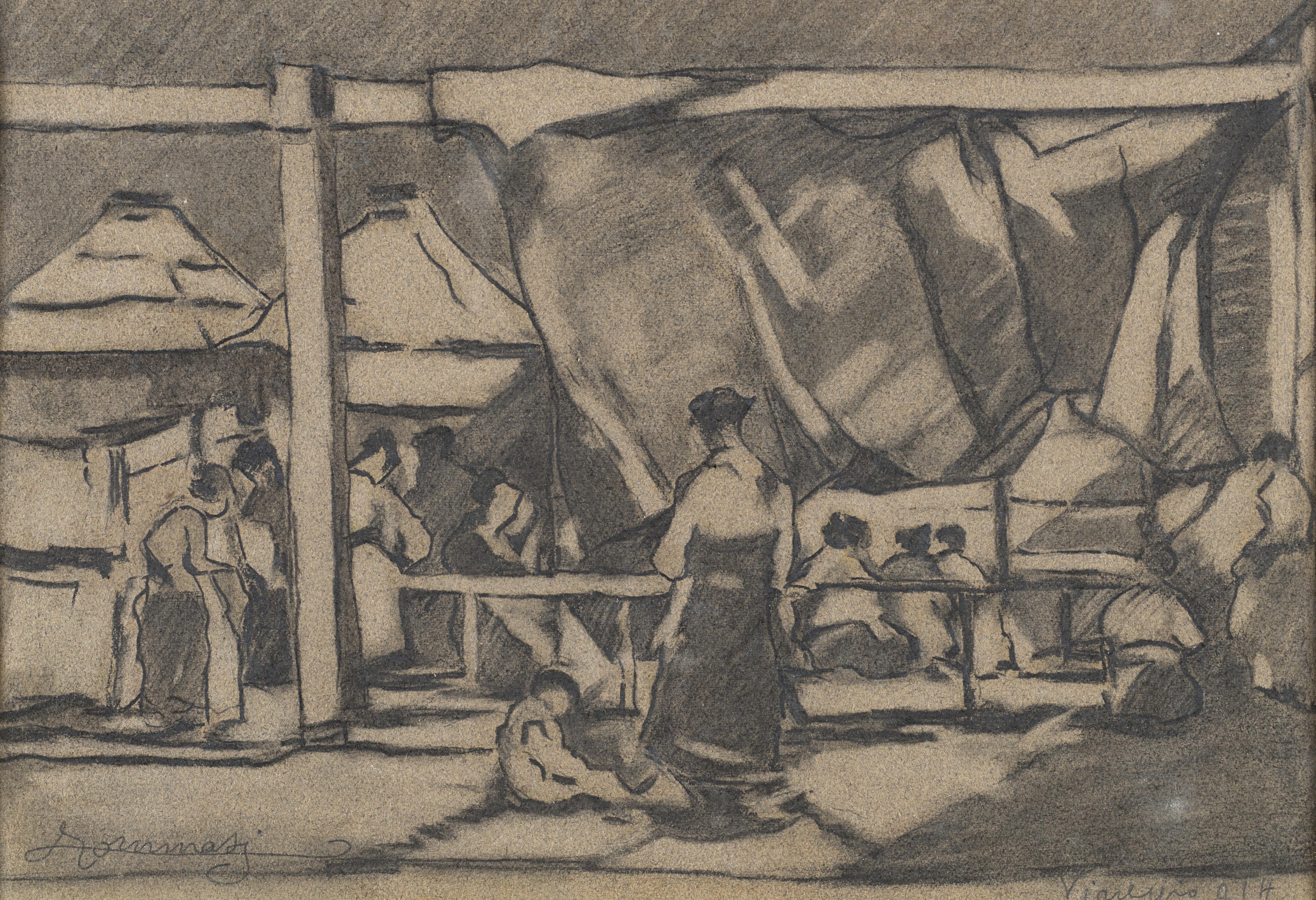 Ludovico Tommasi - Figure femminili in un paesaggio balneare