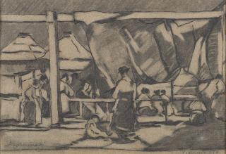 Ludovico Tommasi - Figure femminili in un paesaggio balneare