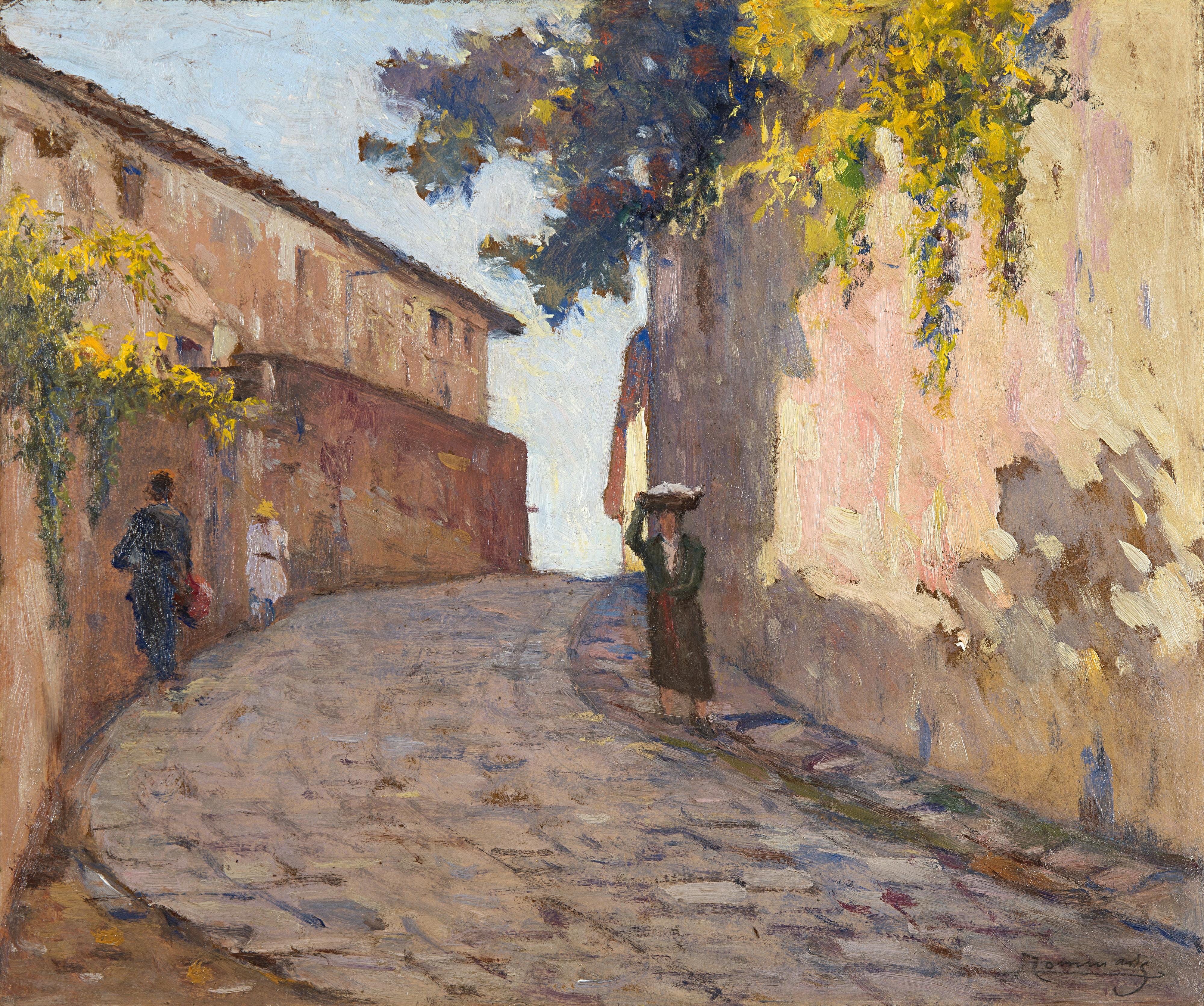 Ludovico Tommasi - Stradina con figure a Montenero