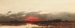 Ludvig Münthé - Sunset over a marsh