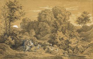 Ludwig Adrian Richter - Frühlingsabend mit Vollmond