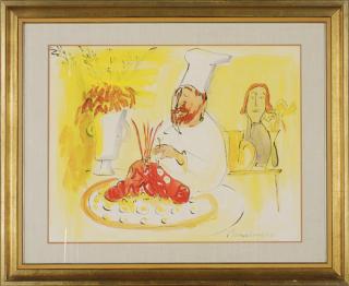 Ludwig Bemelmans - A chef preparing lobster