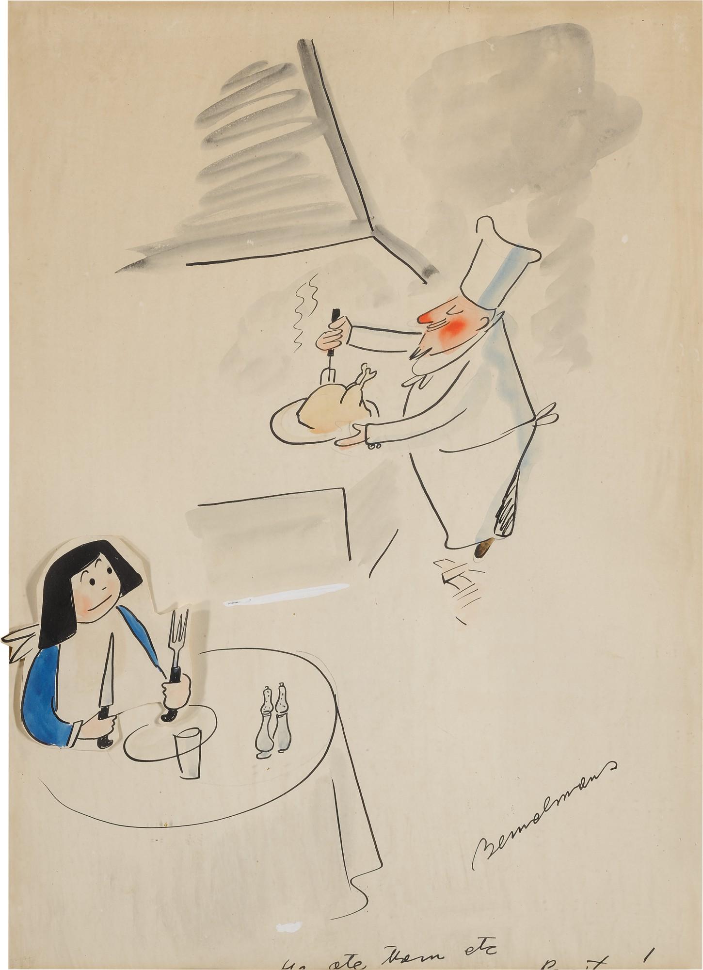 Ludwig Bemelmans - Illustration for \'Madeline and the Bad Hat\' (\