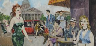 Ludwig Bemelmans - Outdoor café scene