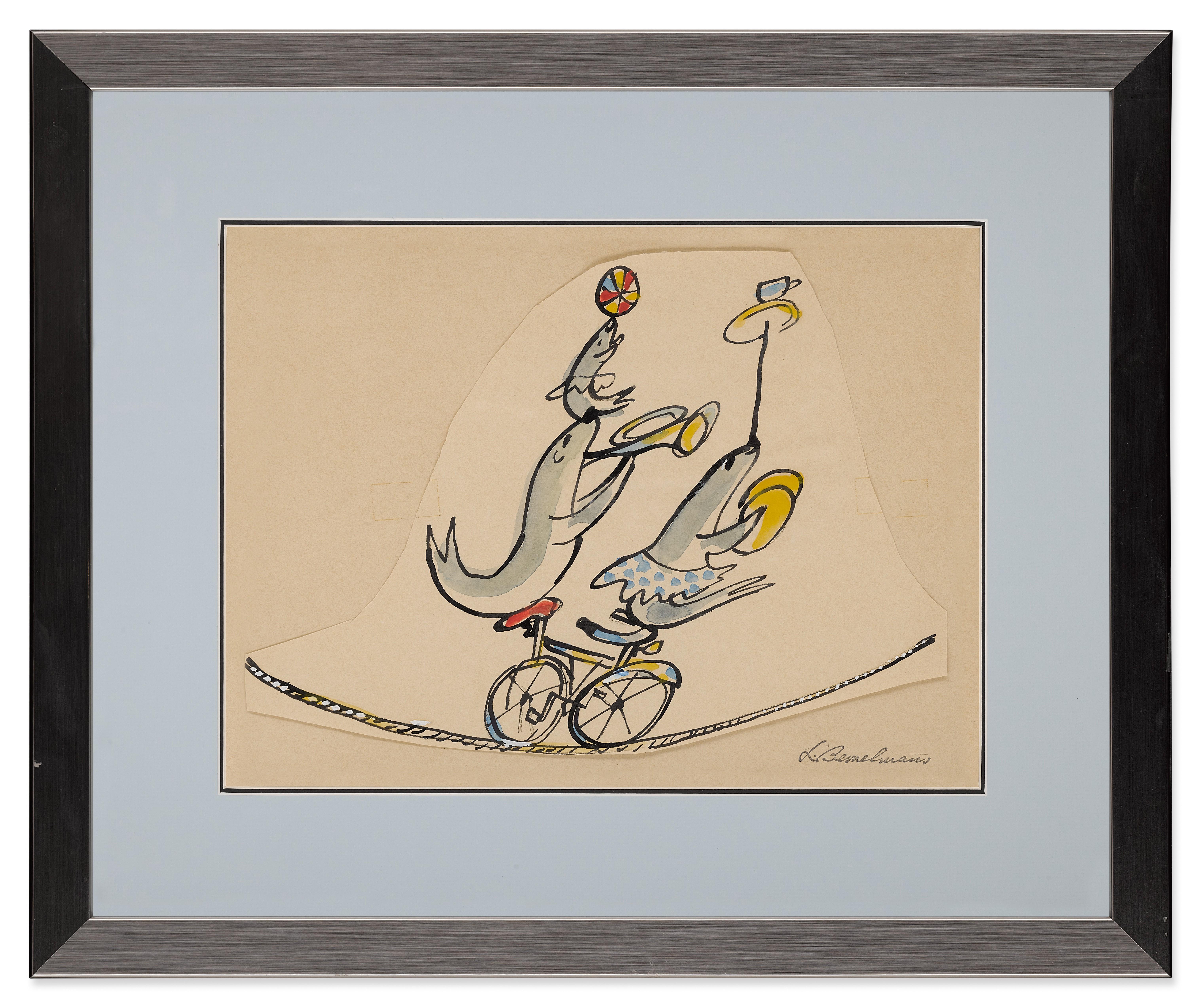 Ludwig Bemelmans - Seals on a Bicycle (Sketch for \