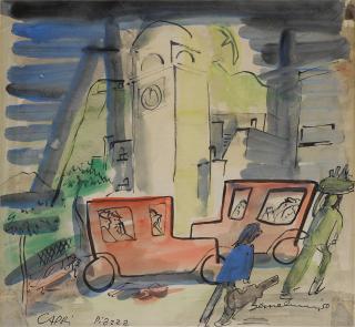 Ludwig Bemelmans - Sketch for \'Italian Holiday\' (Capri Piazza)