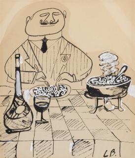 Ludwig Bemelmans - Sketch for \'La Bonne Table\' (To be a Gourmet)