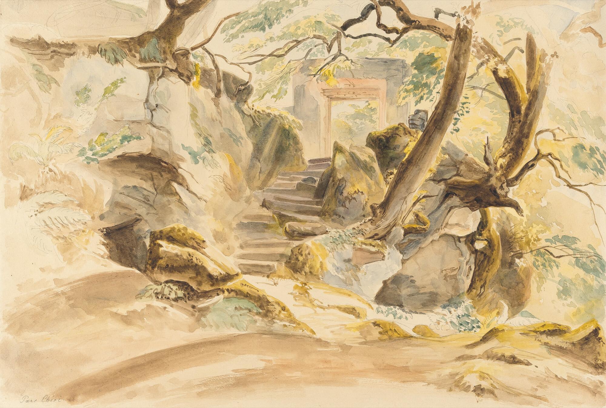 Ludwig Deurer - Der Eingang des Parco Chigi in Ariccia