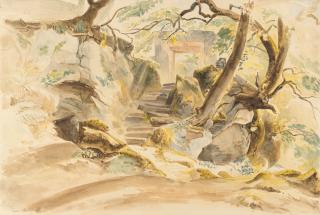 Ludwig Deurer - Der Eingang des Parco Chigi in Ariccia