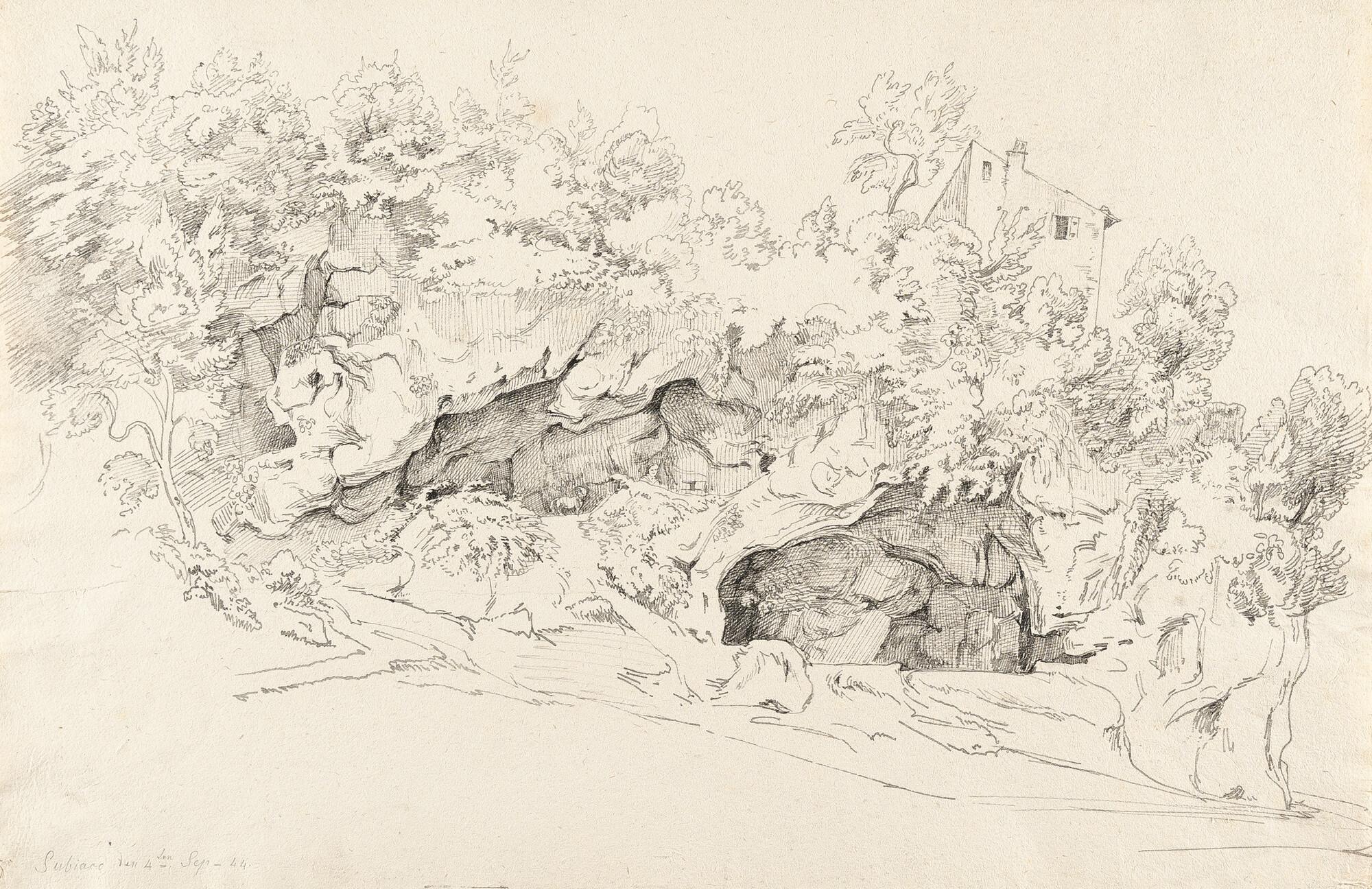 Ludwig Deurer - Felsenhöhle bei Subiaco