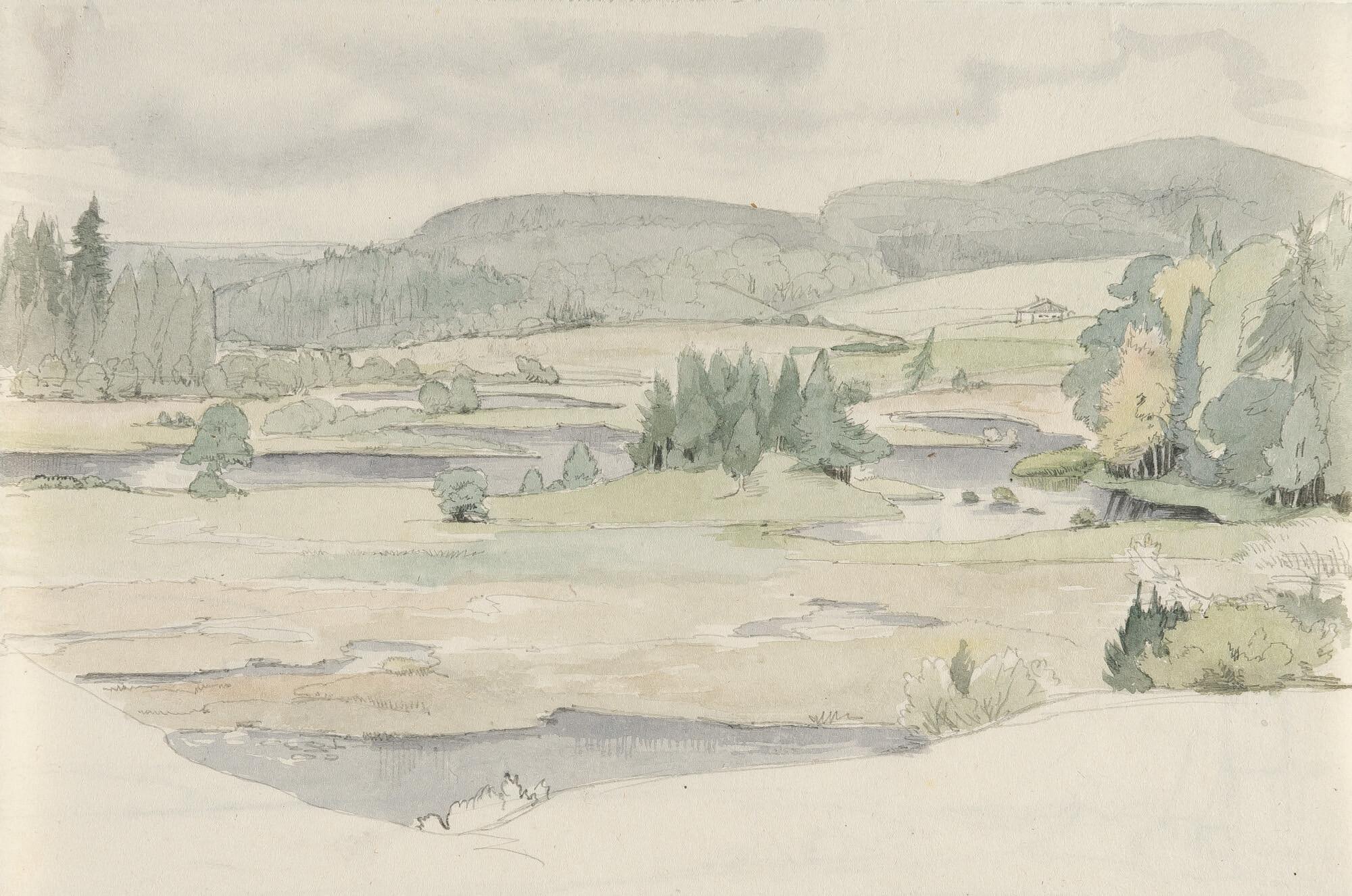 Ludwig Deurer - Flußlandschaft im bayrischen Seengebiet