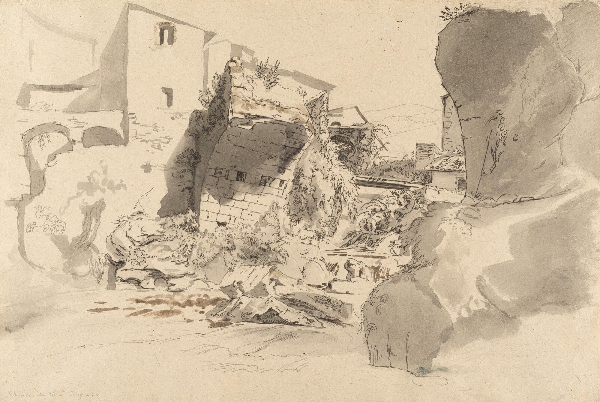 Ludwig Deurer - Zerstörte Brücke in Subiaco