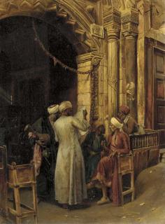 Ludwig Deutsch - A gathering around the Morning News, Cairo