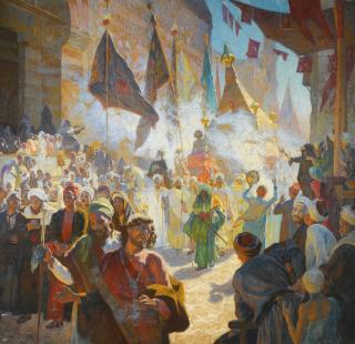 Ludwig Deutsch - Austrian the Procession Of The Mahmal Through The Streets Of Cairo