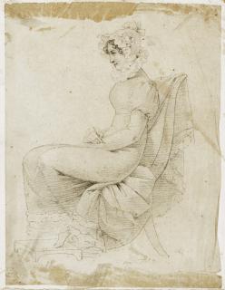 Ludwig Emil Grimm - Eine junge Dame mit Haube, sitzend.