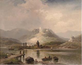 Ludwig Friesen - A Peaceful Day On A River, Thought To Be The Rhine