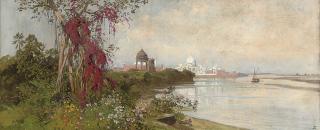 Ludwig Hans Fischer - The Taj Mahal from the banks of the Yamuna River