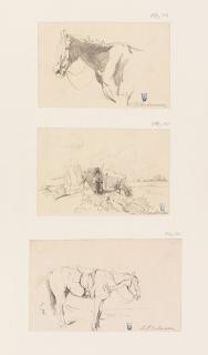 Ludwig Hartmann - 4 Bll.: Pferdeskizzen