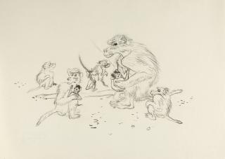 Ludwig Heinrich Jungnickel - Affenfamilie.