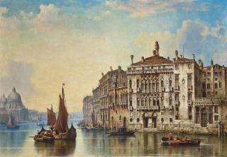 Ludwig Hermann - Vessels at the opening to the Grand Canal, Venice