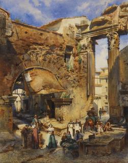 Ludwig Johann Passini - Der römische Fischmarkt bei Sant\' Angelo in Pescheria