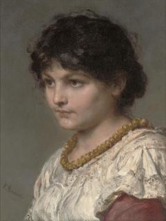 Ludwig Knaus - A girl in an amber necklace