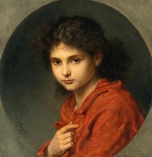 Ludwig Knaus - Brustbild einer jungen Frau