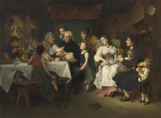Ludwig Knaus - German die Taufe (The Christening)