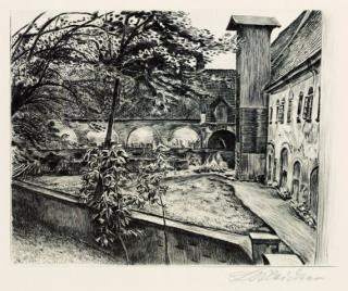 Ludwig Meidner - 2 Bll.: Victoria-Louise-Platz (I). Klosterhof in Grüssau