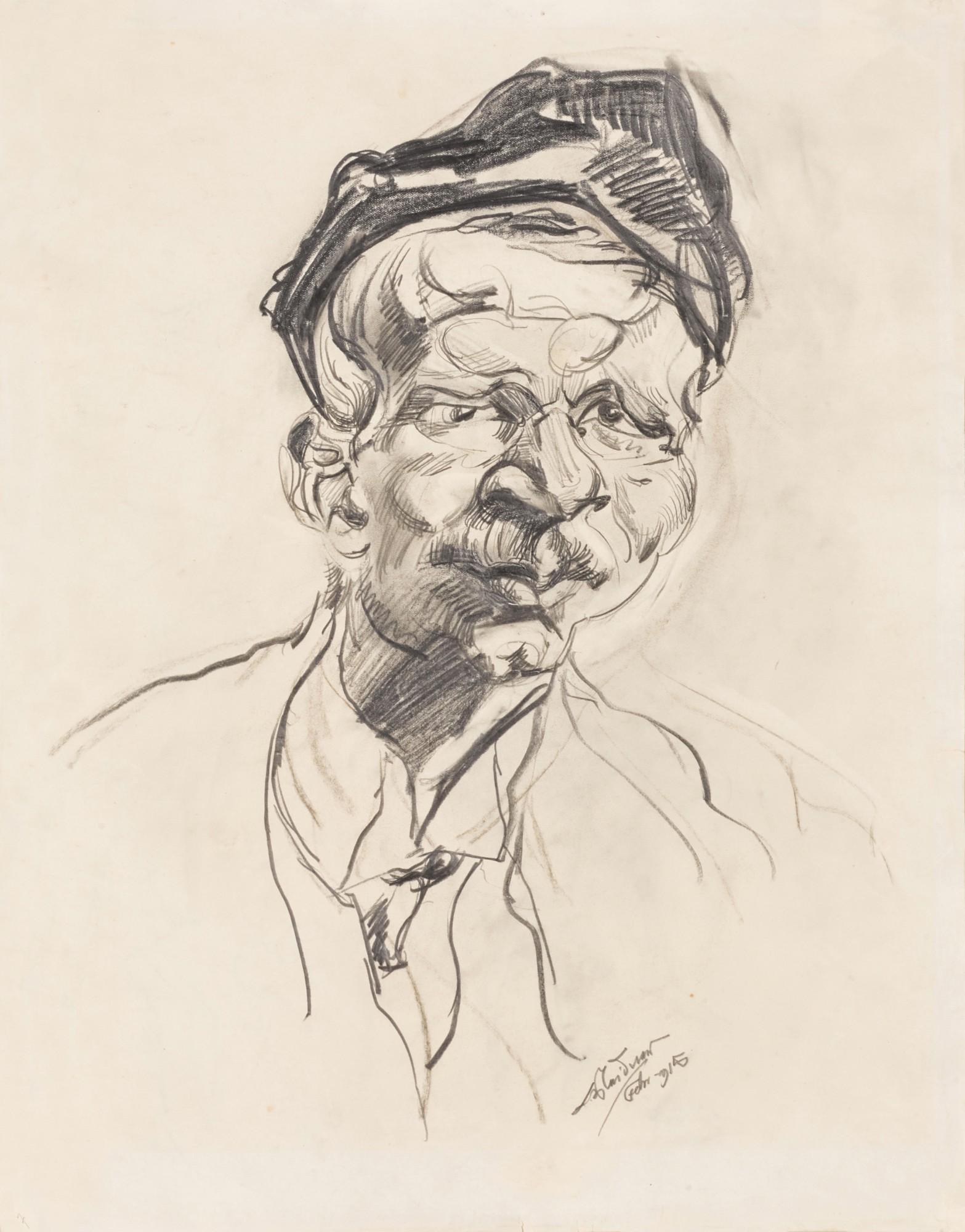 Ludwig Meidner - Selbstporträt Mit Mütze (Self-Portrait With Cap) - Recto Gefecht (Battle) – Verso
