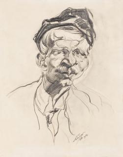 Ludwig Meidner - Selbstporträt Mit Mütze (Self-Portrait With Cap) - Recto Gefecht (Battle) – Verso
