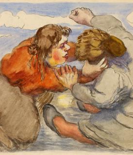 Ludwig Meidner - Zwei kämpfende Frauen