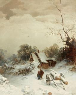 Ludwig Munthe - Dörfliche Winterlandschaft