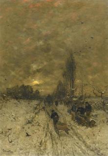 Ludwig Munthe - Holzarbeiter in der Abenddämmerung