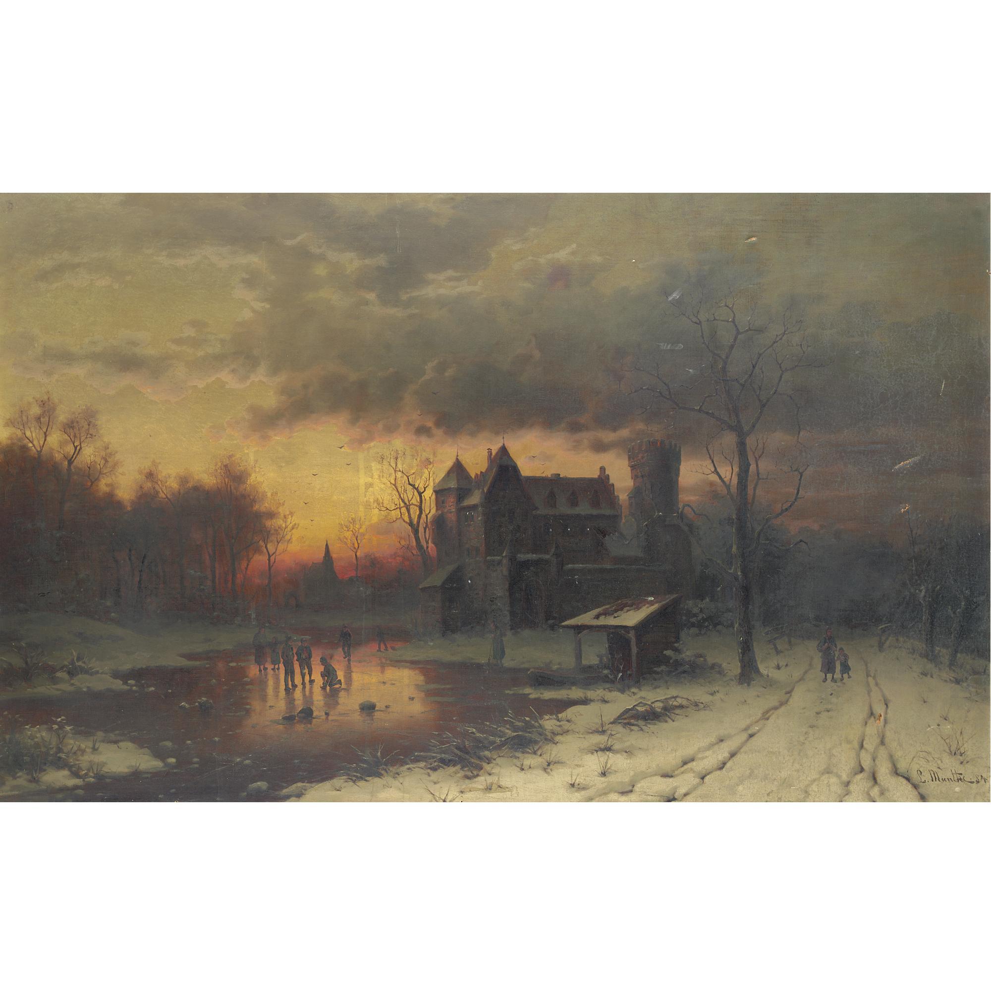 Ludwig Munthe - Iceskating At Sunset