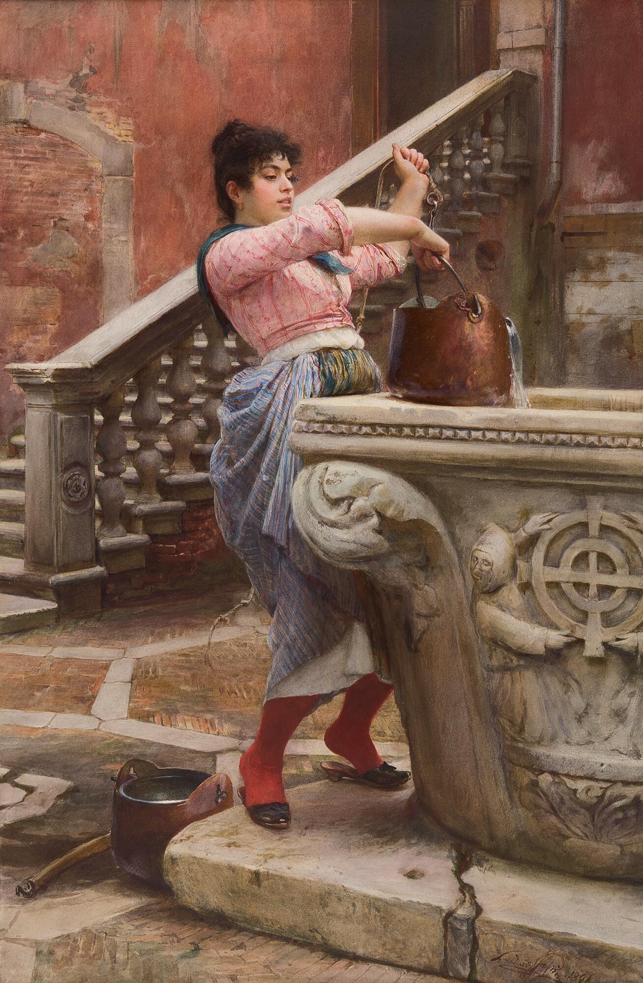 Ludwig Passini - Junge Venezianerin am Brunnen.