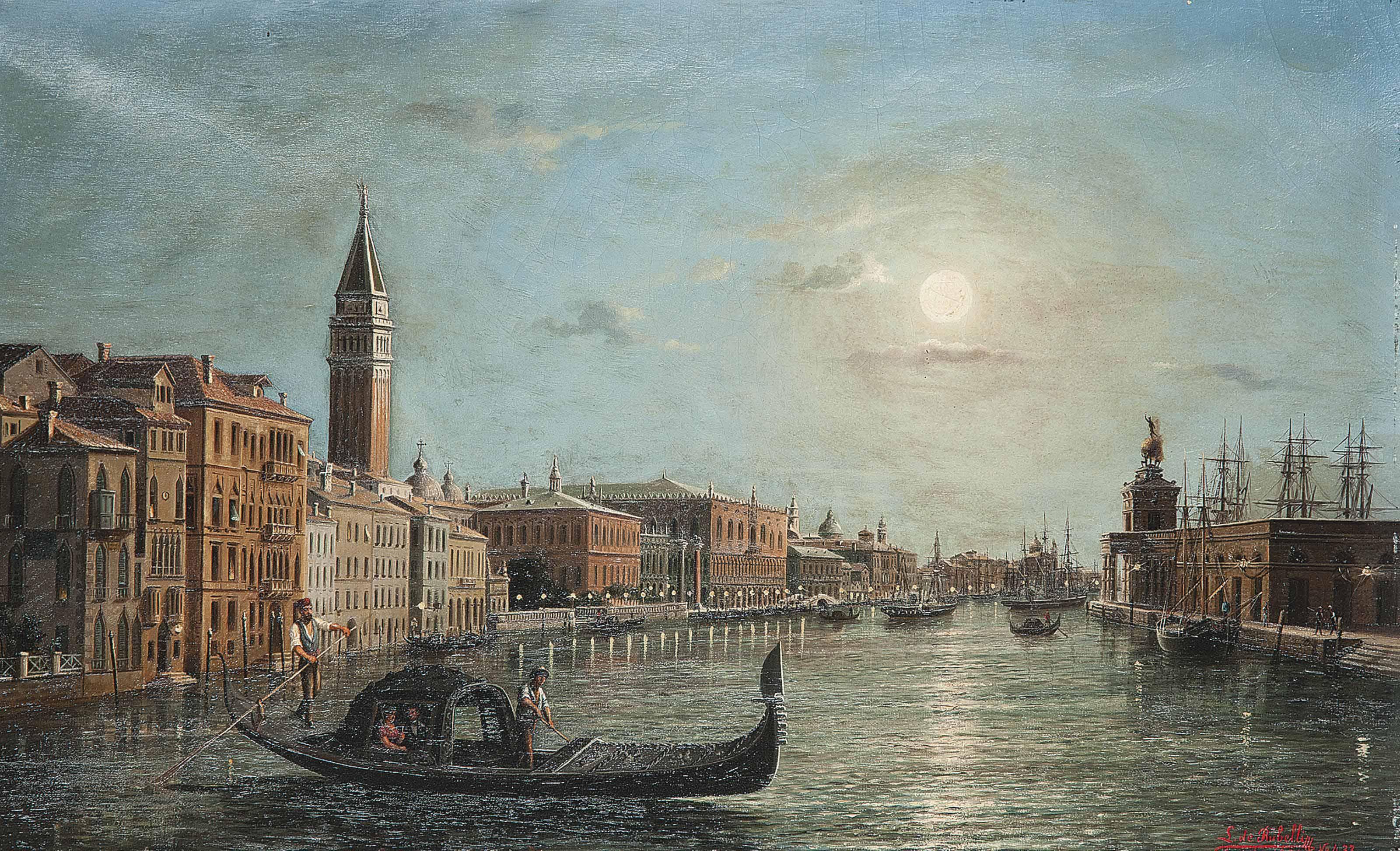 Ludwig Rubelli von Sturmfest - A gondola ride by twilight on the Grand Canal, Venice