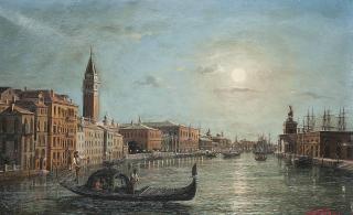 Ludwig Rubelli von Sturmfest - A gondola ride by twilight on the Grand Canal, Venice
