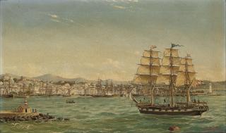 Ludwig Rubelli Von Sturmfest - The three master Adria entering Gorizia harbour
