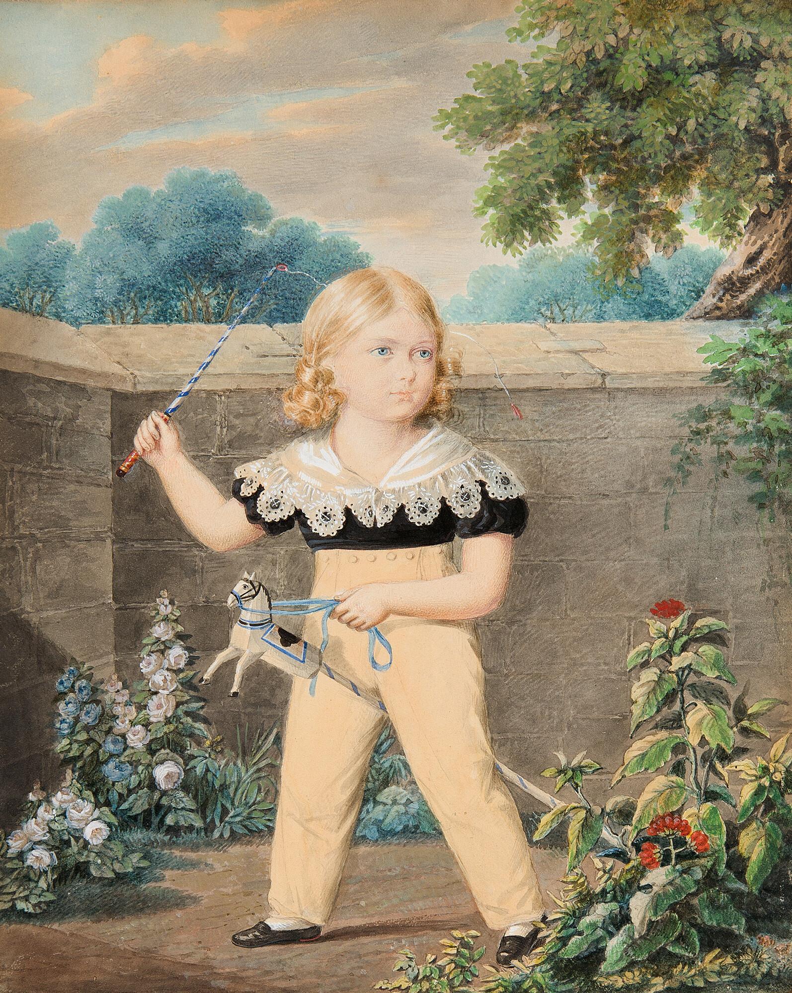 Ludwig Schnorr von Carolsfeld - Kinderbildnis mit Steckenpferdchen.