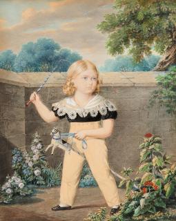 Ludwig Schnorr von Carolsfeld - Kinderbildnis mit Steckenpferdchen.