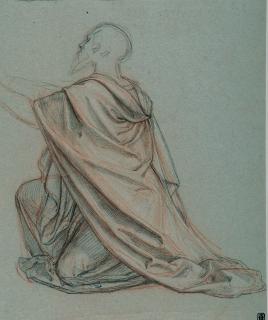 Ludwig Schnorr von Carolsfeld - Kniender Mann (Studie für den Apostel Petrus).