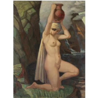 Ludwig von Hofmann - German Kniende Mit Krug (Kneeling Nude With Urn)